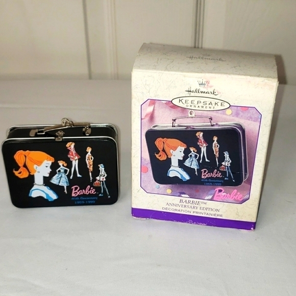 Vintage 40th anniversary Barbie lunchbox tin ornament with box 1999 - Picture 3 of 8